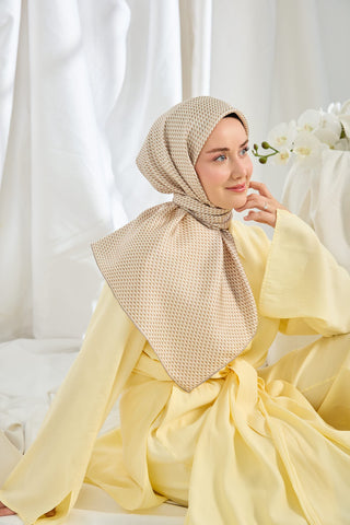 Twill İpek Eşarp Micro Kare Kahverengi