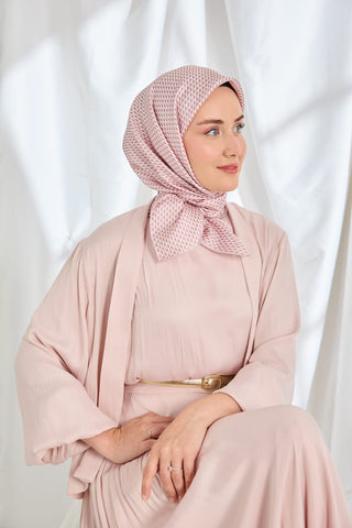 Twill İpek Eşarp Micro Kare Koyu Pembe