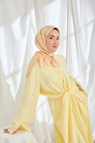 Twill İpek Eşarp Micro Kare Sarı