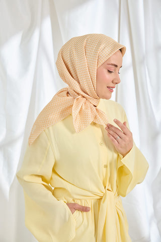 Twill İpek Eşarp Micro Kare Sarı