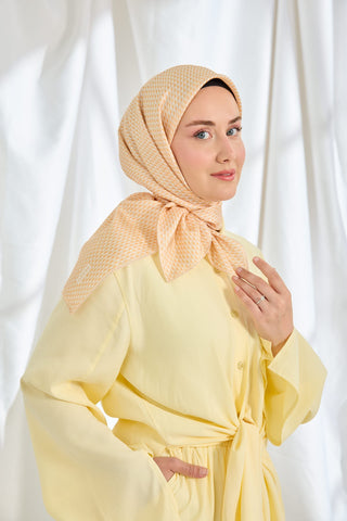 Twill İpek Eşarp Micro Kare Sarı