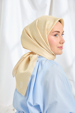 Twill İpek Eşarp Micro Kare Turuncu