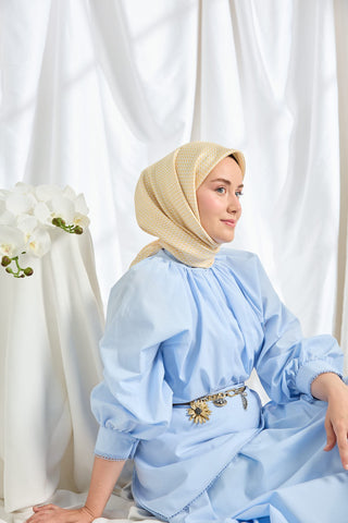 Twill İpek Eşarp Micro Kare Turuncu