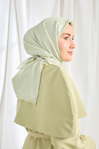 Twill İpek Eşarp Micro Kare Yeşil