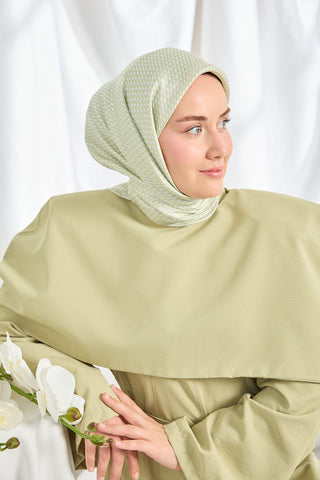 Twill İpek Eşarp Micro Kare Yeşil