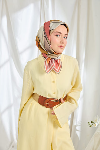 Twill İpek Eşarp Mid-Century Gülkurusu