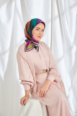 Twill İpek Eşarp Mid-Century Koyu Mor