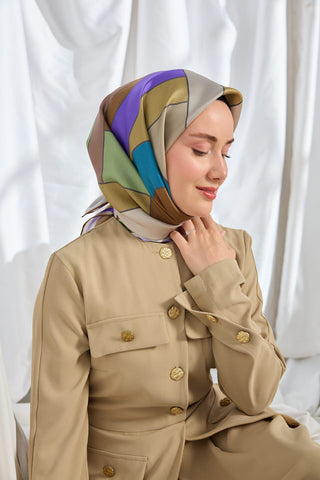 Twill İpek Eşarp Mid-Century Orman Yeşili