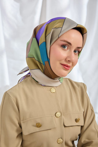 Twill İpek Eşarp Mid-Century Orman Yeşili
