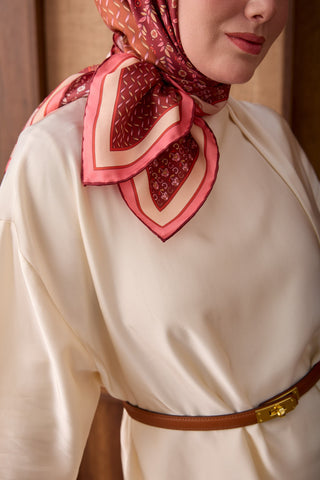 Twill İpek Eşarp Mihenk Bordo - Twill İpek Eşarp - | Silk Home