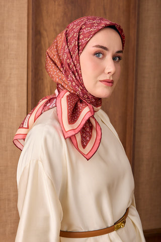 Twill İpek Eşarp Mihenk Bordo - Twill İpek Eşarp - | Silk Home