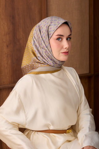 Twill İpek Eşarp Mihenk Hardal - Twill İpek Eşarp - | Silk Home