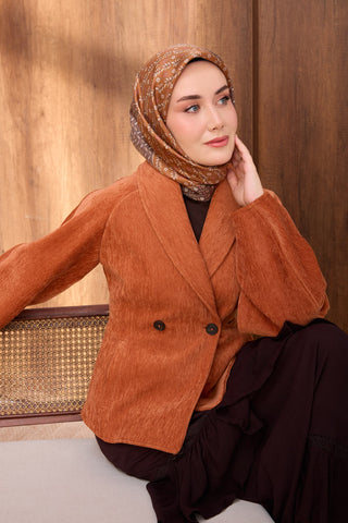 Twill İpek Eşarp Mihenk Kiremit - Twill İpek Eşarp - | Silk Home
