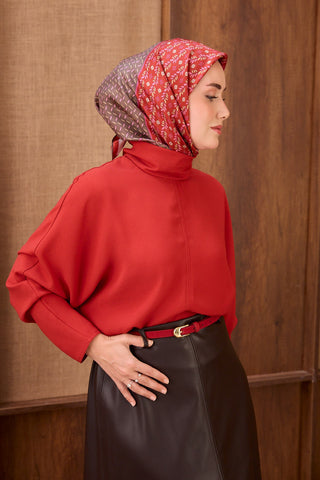 Twill İpek Eşarp Mihenk Kırmızı - Twill İpek Eşarp - | Silk Home
