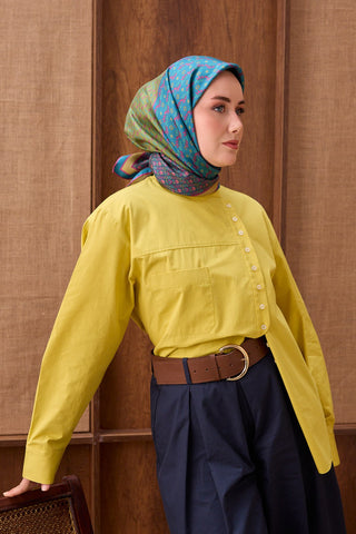 Twill İpek Eşarp Mihenk Petrol Mavisi - Twill İpek Eşarp - | Silk Home