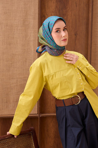 Twill İpek Eşarp Mihenk Petrol Mavisi - Twill İpek Eşarp - | Silk Home