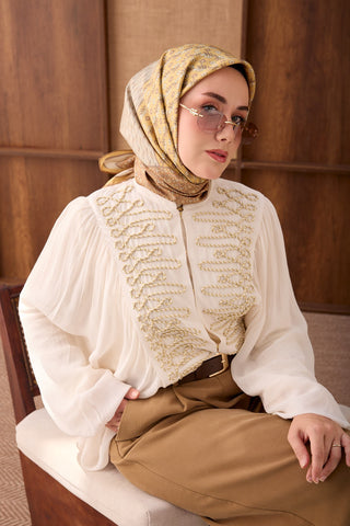 Twill İpek Eşarp Mihenk Sarı - Twill İpek Eşarp - | Silk Home