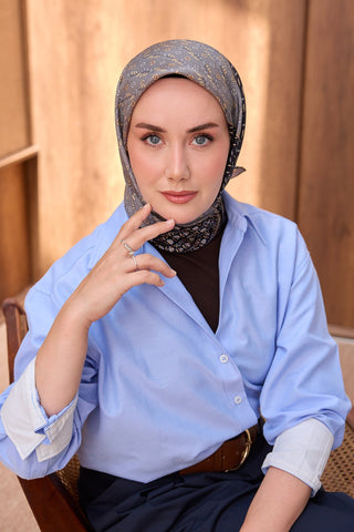 Twill İpek Eşarp Mihenk Siyah - Twill İpek Eşarp - | Silk Home