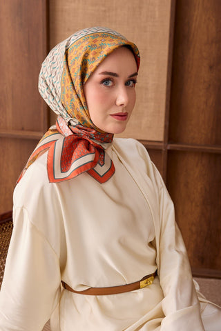 Twill İpek Eşarp Mihenk Turuncu - Twill İpek Eşarp - | Silk Home