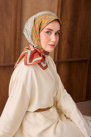 Twill İpek Eşarp Mihenk Turuncu - Twill İpek Eşarp - | Silk Home