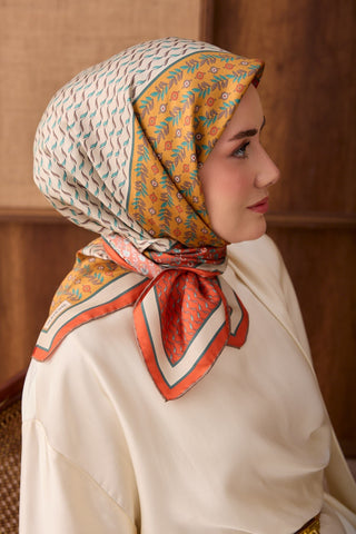 Twill İpek Eşarp Mihenk Turuncu - Twill İpek Eşarp - | Silk Home