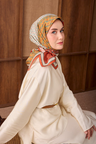 Twill İpek Eşarp Mihenk Turuncu - Twill İpek Eşarp - | Silk Home