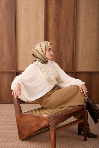 Twill İpek Eşarp Mihenk Vizon - Twill İpek Eşarp - | Silk Home
