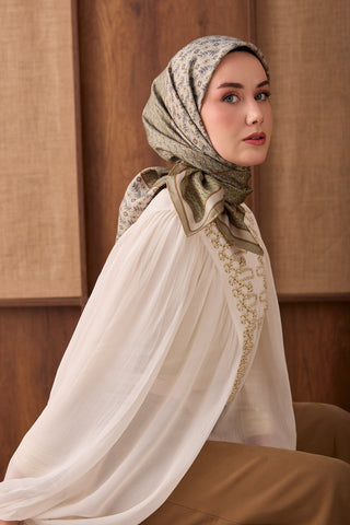 Twill İpek Eşarp Mihenk Yeşil - Twill İpek Eşarp - | Silk Home