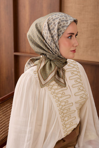 Twill İpek Eşarp Mihenk Yeşil - Twill İpek Eşarp - | Silk Home