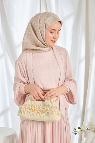 Twill İpek Eşarp Mini Bouquet Açık Vizon