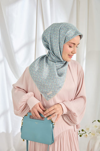 Twill İpek Eşarp Mini Bouquet Bebe Mavi