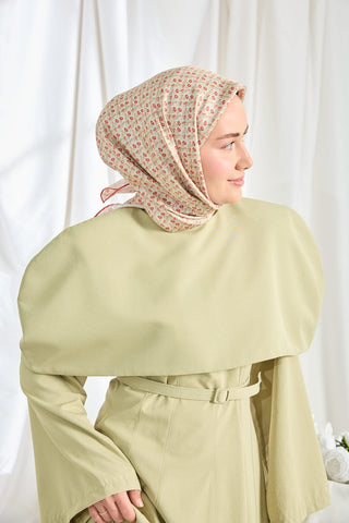 Шелковый платок Twill "Мини букет" кремовый