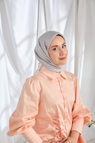 Twill İpek Eşarp Mini Bouquet Lila