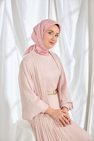 Twill İpek Eşarp Mini Bouquet Pembe