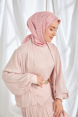 Twill İpek Eşarp Mini Bouquet Pembe