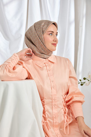 Twill İpek Eşarp Mini Bouquet Vizon