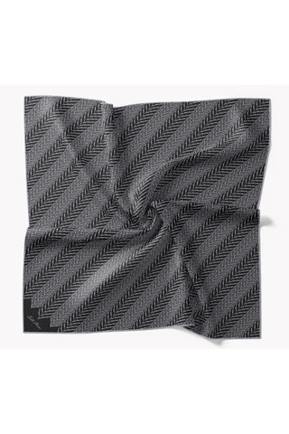 Twill İpek Eşarp Minimal Desen Siyah Gri 90x90