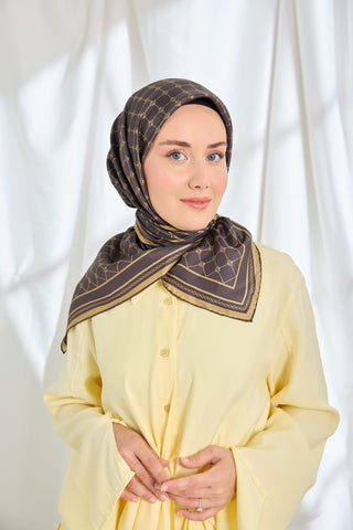 Twill İpek Eşarp Monogram Acı Kahve