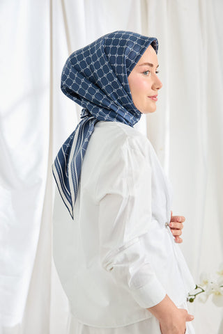 Twill İpek Eşarp Monogram Açık Gri