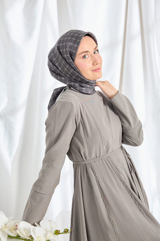 Twill İpek Eşarp Monogram Füme