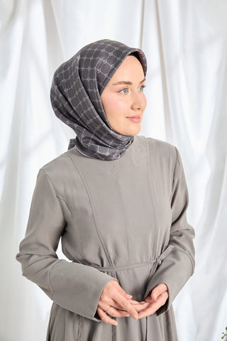 Twill İpek Eşarp Monogram Füme