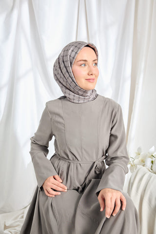 Twill İpek Eşarp Monogram Koyu Gri - Twill İpek Eşarp - | Silk Home