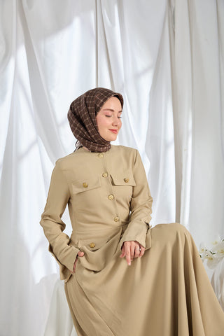 Twill İpek Eşarp Monogram Kahverengi