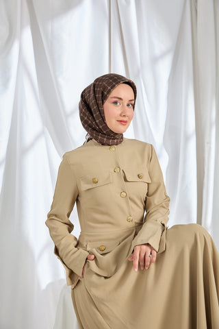 Twill İpek Eşarp Monogram Kahverengi