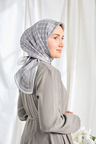 Twill İpek Eşarp Monogram Koyu Lacivert