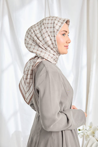 Twill İpek Eşarp Monogram Krem