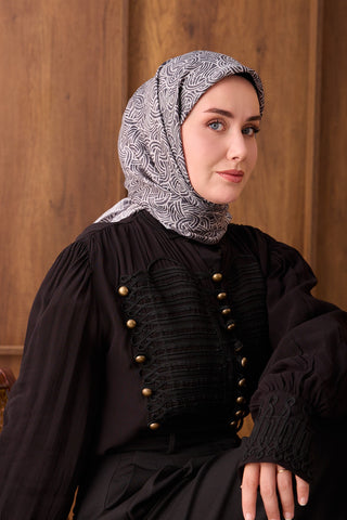 Twill İpek Eşarp Monokromatik Antrasit - Sura İpek Eşarp - | Silk Home