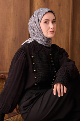 Twill İpek Eşarp Monokromatik Antrasit - Sura İpek Eşarp - | Silk Home