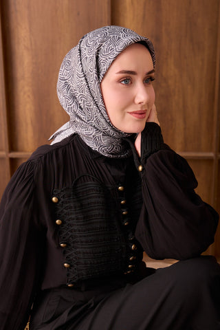 Twill İpek Eşarp Monokromatik Antrasit - Sura İpek Eşarp - | Silk Home
