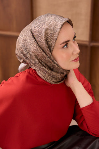 Twill İpek Eşarp Monokromatik Camel - Sura İpek Eşarp - | Silk Home